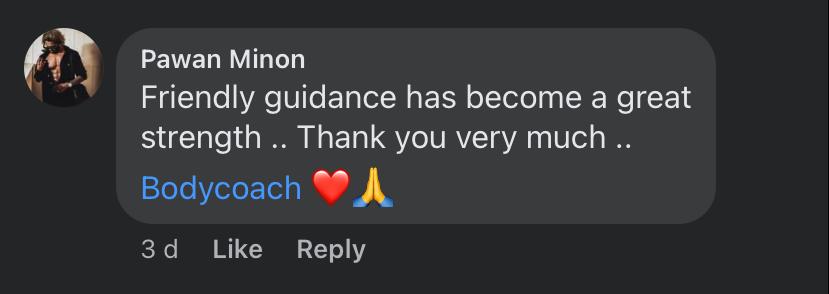 Bodycoach client - Pawan feedback